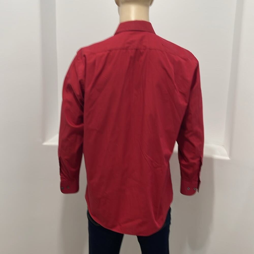 Hugo Boss Red Long Sleeve Men's Shirt Cotton Size 16 - Picture 4 of 7